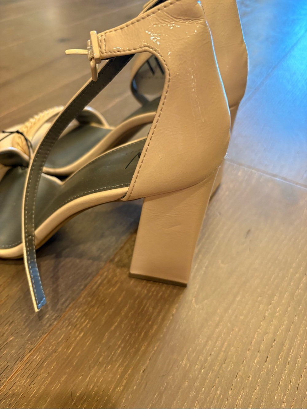 Worthington $60 NWT Nude Chain-Trim Block 3.5” Heel Sandals Sz 11 - Picture 6 of 10